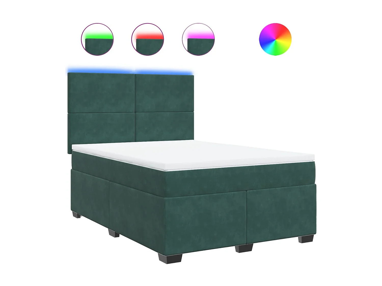 Boxspring met matras fluweel donkergroen 140x190 cm