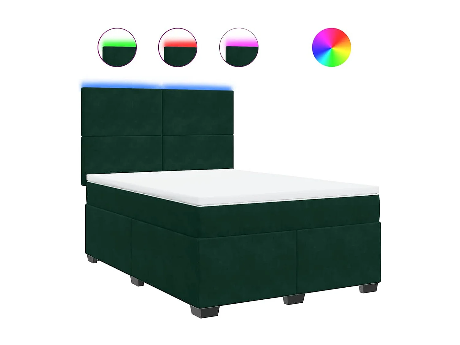 Giroletto a Molle con Materasso Verde Scuro 140x190 cm Velluto