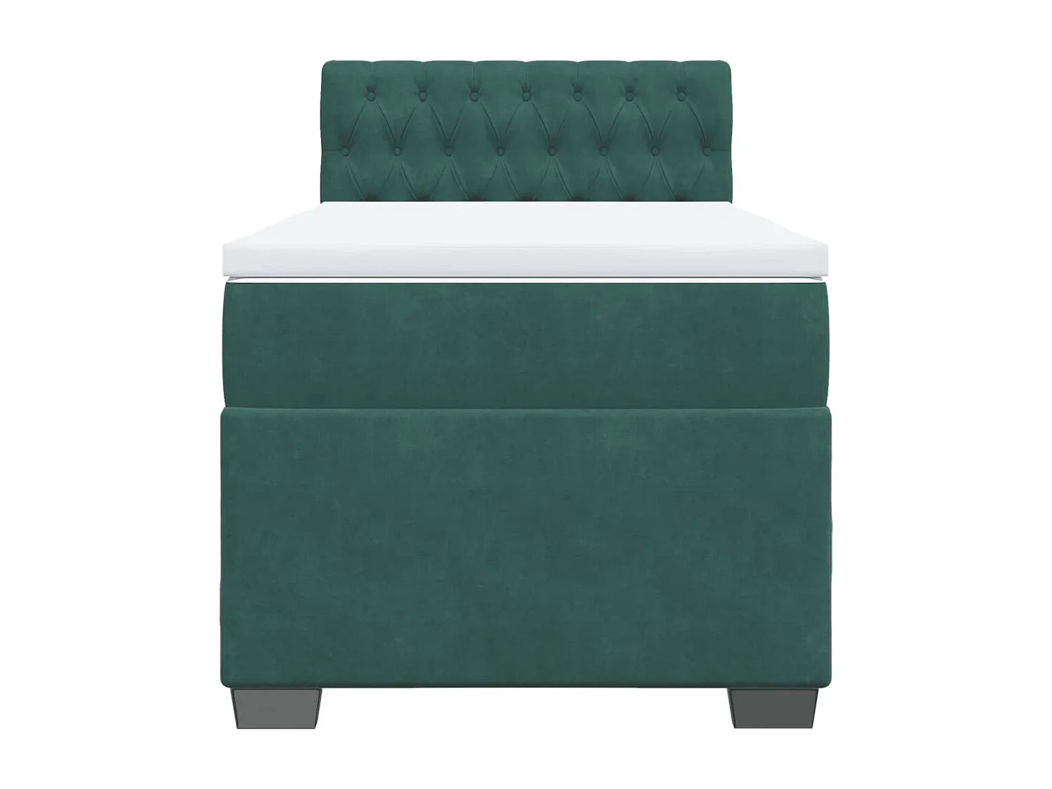 Cama com molas/colchão 100x200 cm veludo verde-escuro