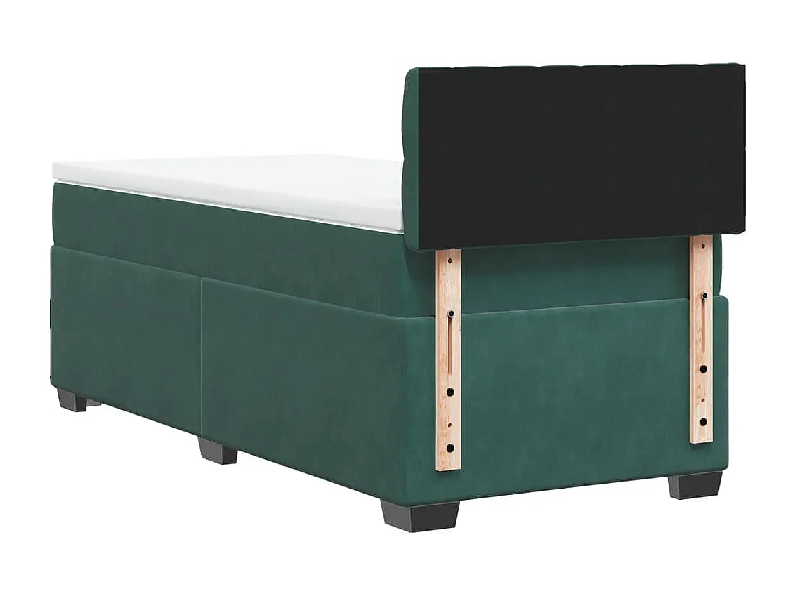 Cama com molas/colchão 100x200 cm veludo verde-escuro