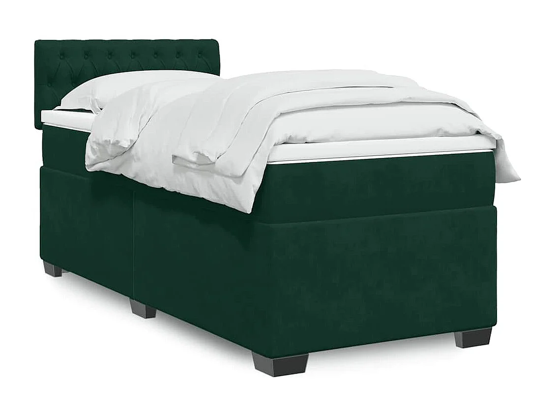 Sommier à lattes de lit avec matelas Vert foncé 100x200 cm