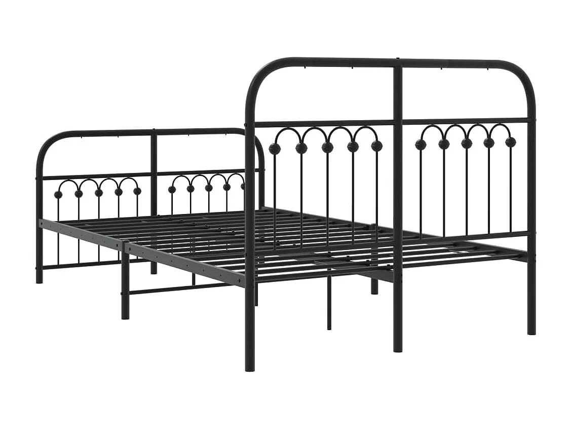 Cadre de lit métal sans matelas avec pied de lit noir 120x200cm
