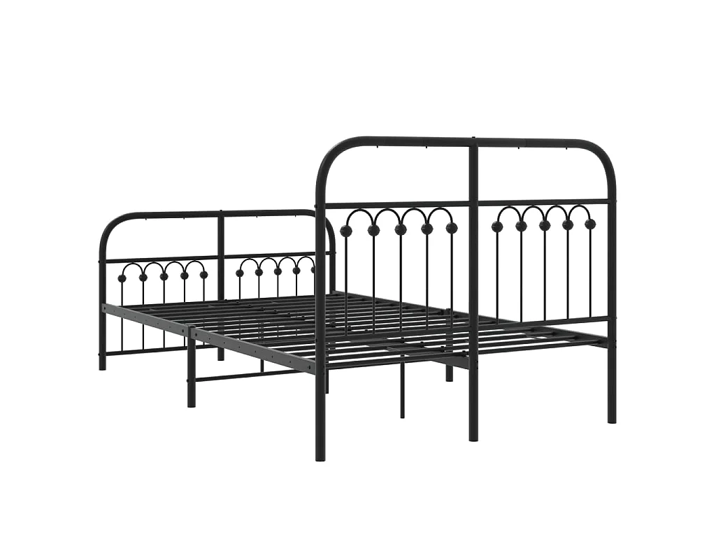 Bettgestell mit Kopf- und Fußteil Metall Schwarz 120x200 cm