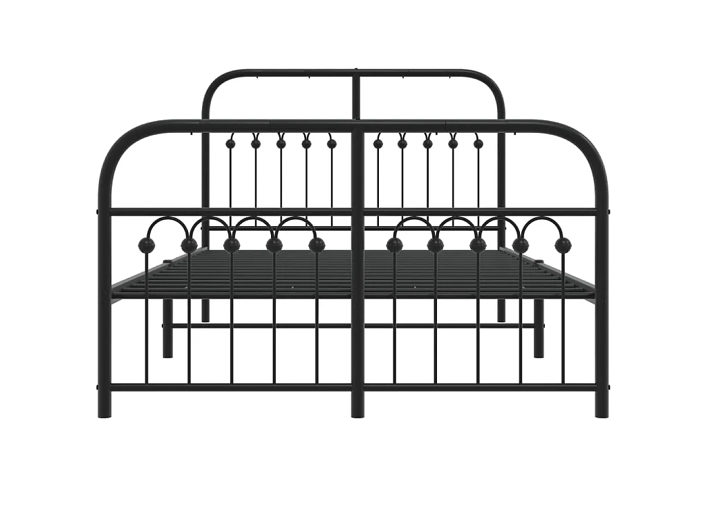 Cadre de lit métal sans matelas avec pied de lit noir 120x200cm