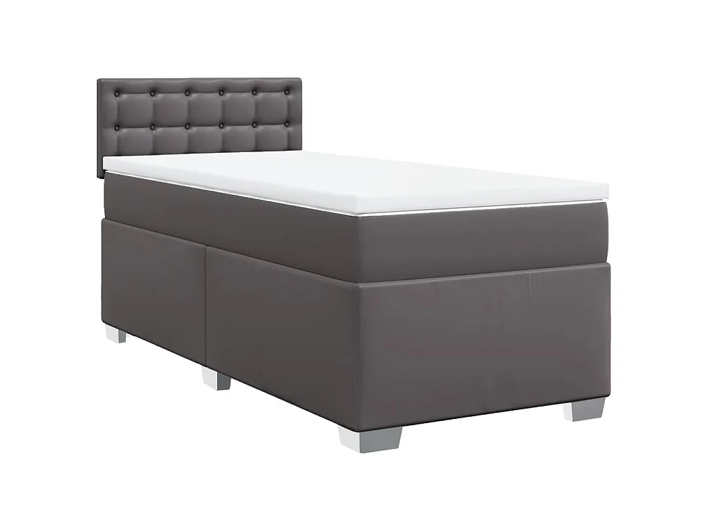 Boxspringbett mit Matratze Grau 90x190 cm Kunstleder