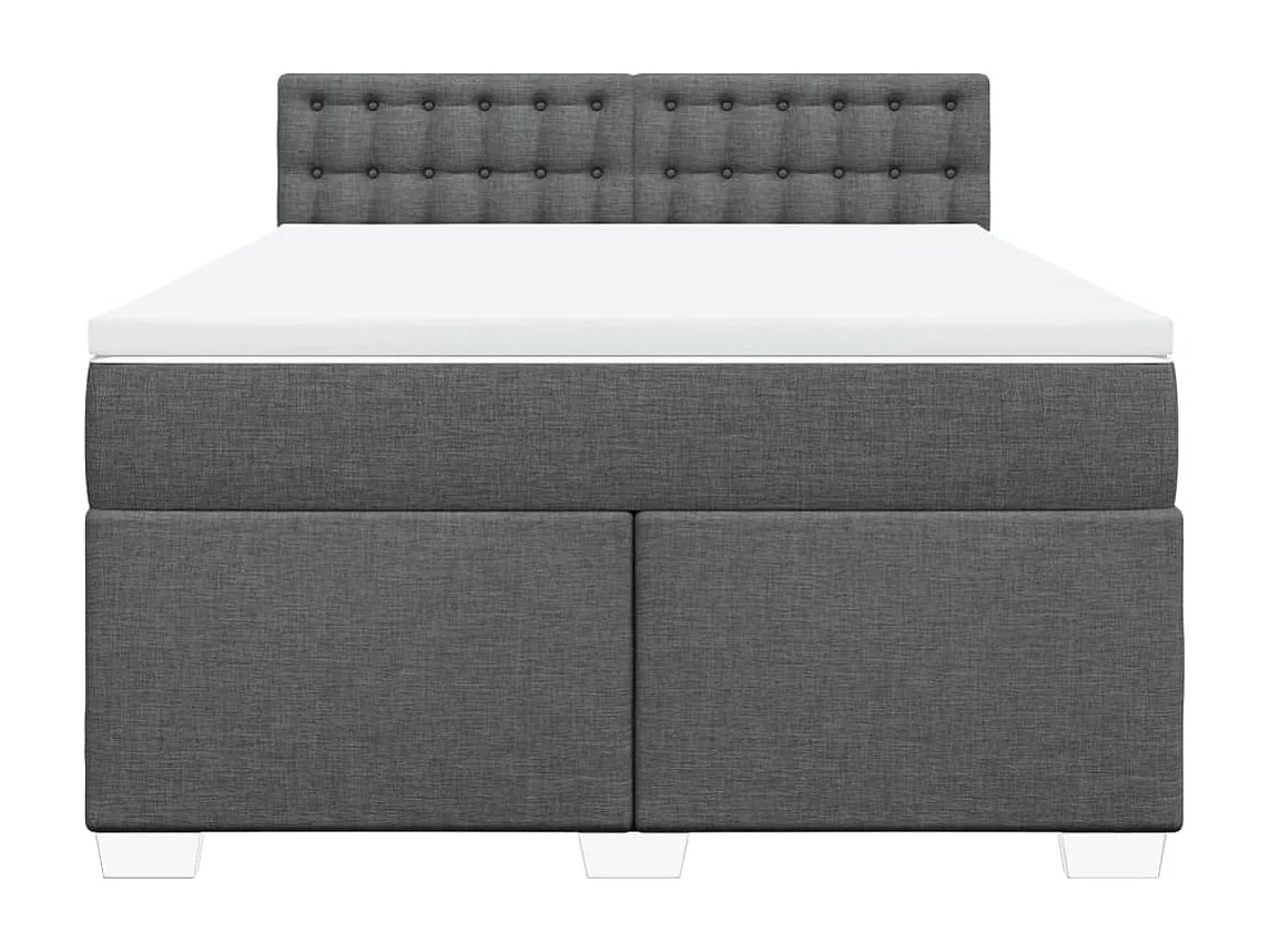 Boxspring met matras stof donkergrijs 140x190 cm