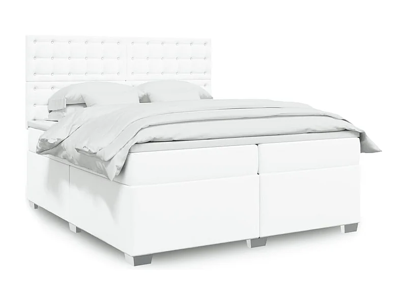 Boxspringbett mit Matratze Weiß 200x200 cm Kunstleder
