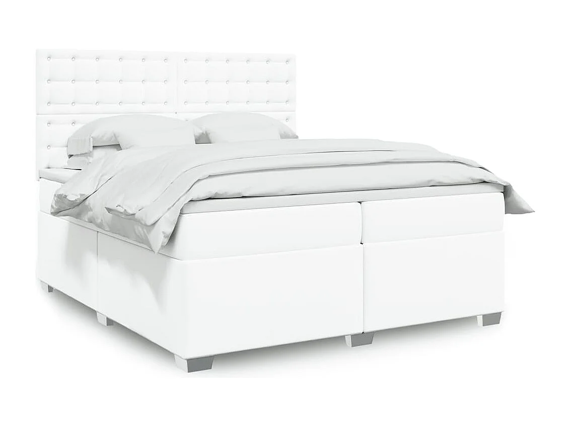 Boxspringbett mit Matratze Weiß 200x200 cm Kunstleder