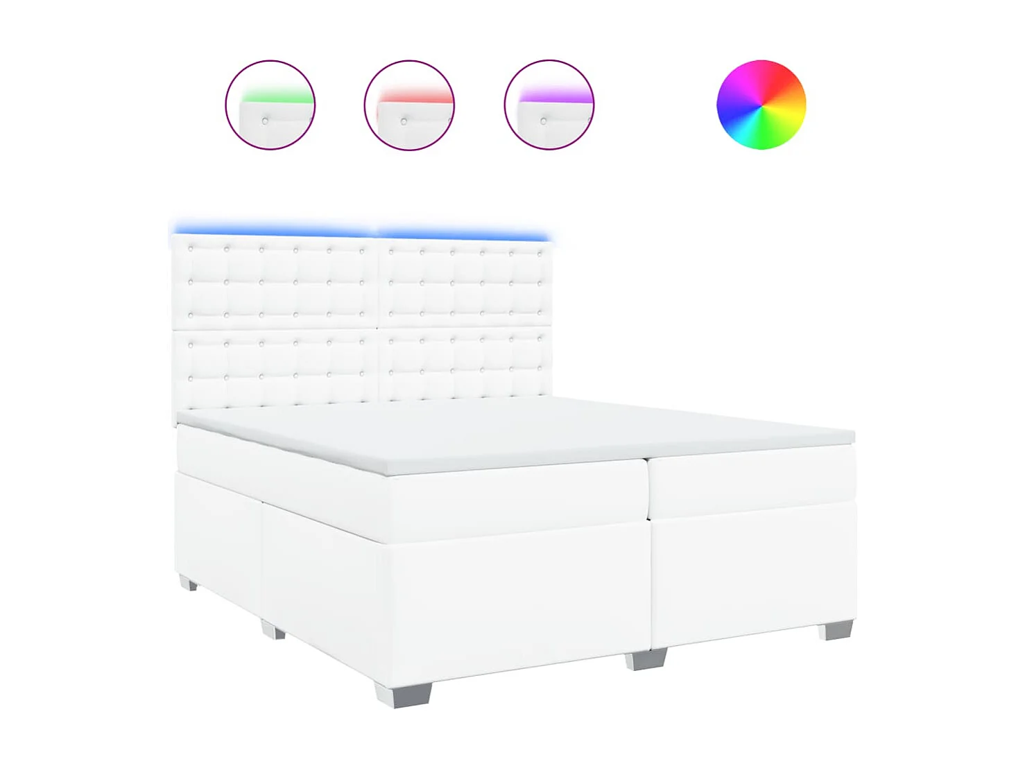 Boxspringbett mit Matratze Weiß 200x200 cm Kunstleder