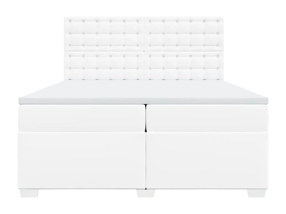 Boxspringbett mit Matratze Weiß 200x200 cm Kunstleder