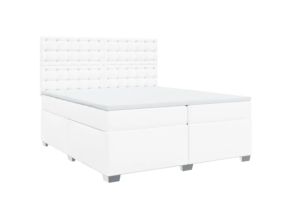 Sommier à lattes de lit avec matelas Blanc 200x200cm Similicuir
