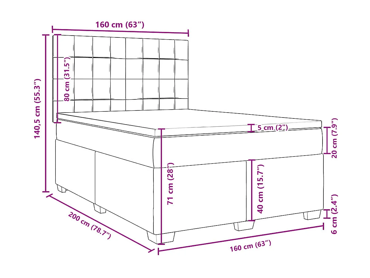 Boxspring met matras fluweel donkergrijs 160x200 cm