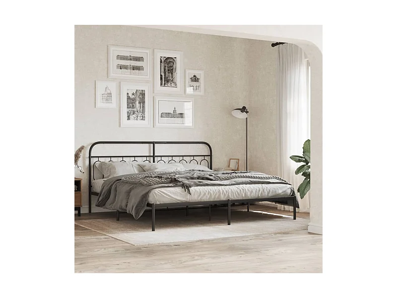 Bettgestell mit Kopfteil Metall Schwarz 200x200 cm