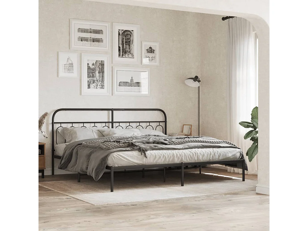 Bettgestell mit Kopfteil Metall Schwarz 200x200 cm