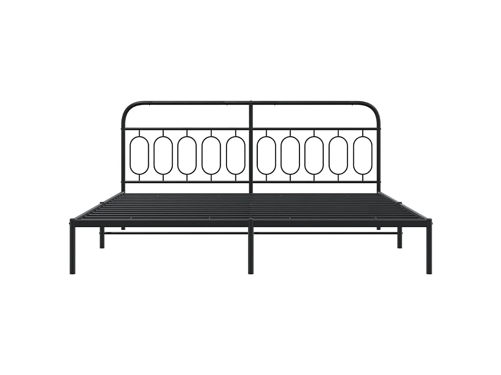 Cadre de lit métal sans matelas avec tête de lit noir 200x200cm
