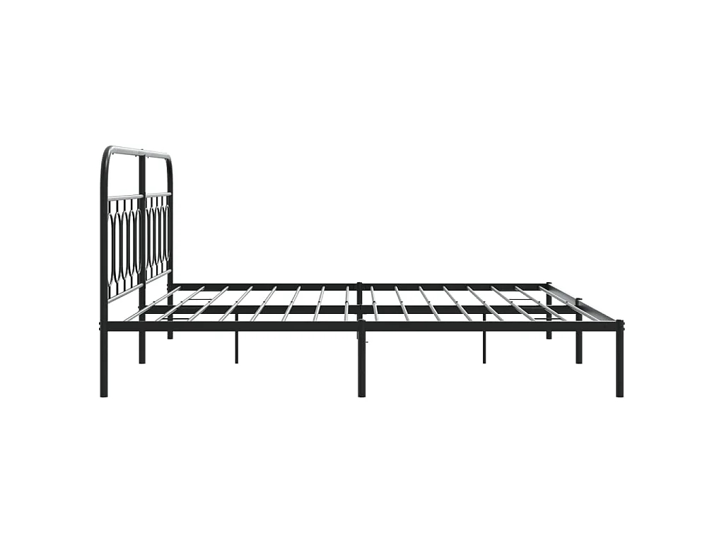 Cadre de lit métal sans matelas avec tête de lit noir 200x200cm