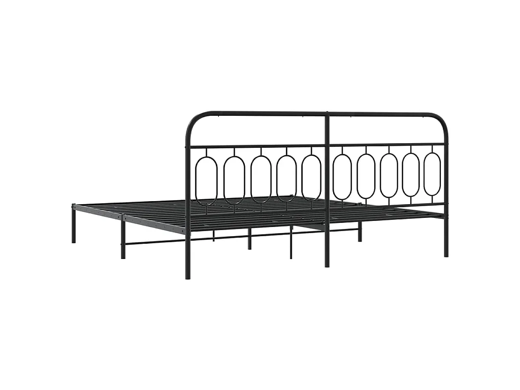 Cadre de lit métal sans matelas avec tête de lit noir 200x200cm