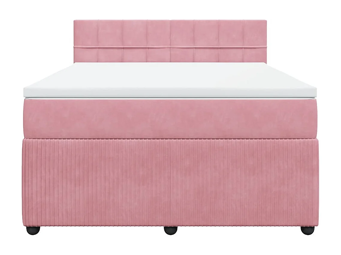 Giroletto a Molle con Materasso Rosa 160x200 cm in Velluto