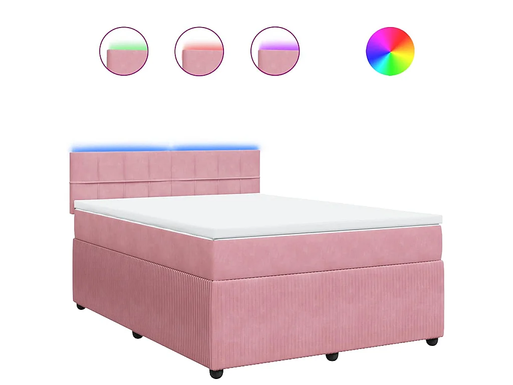 Boxspring met matras fluweel roze 160x200 cm