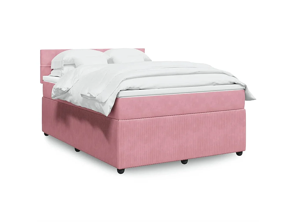 Boxspring met matras fluweel roze 160x200 cm
