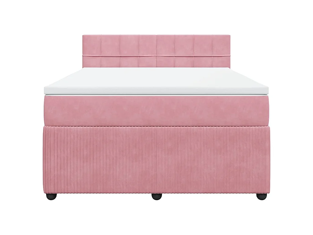 Boxspring met matras fluweel roze 160x200 cm