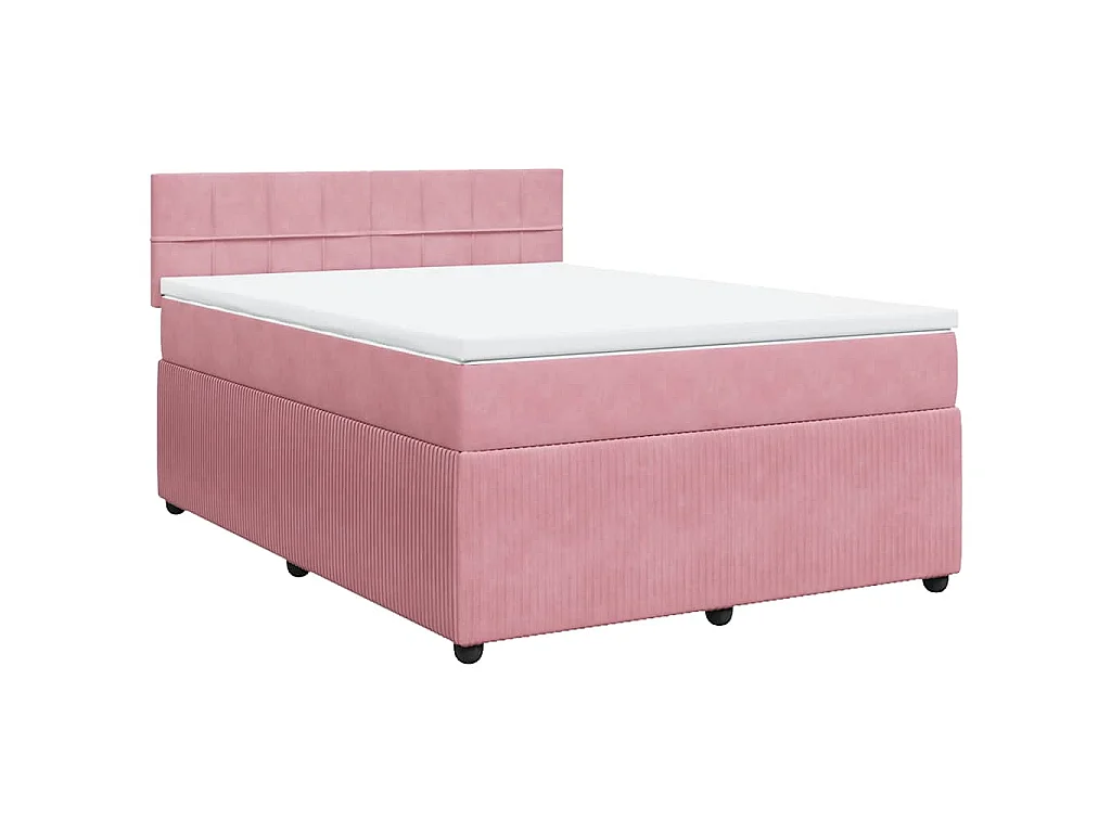 Boxspringbett mit Matratze Rosa 160x200 cm Samt