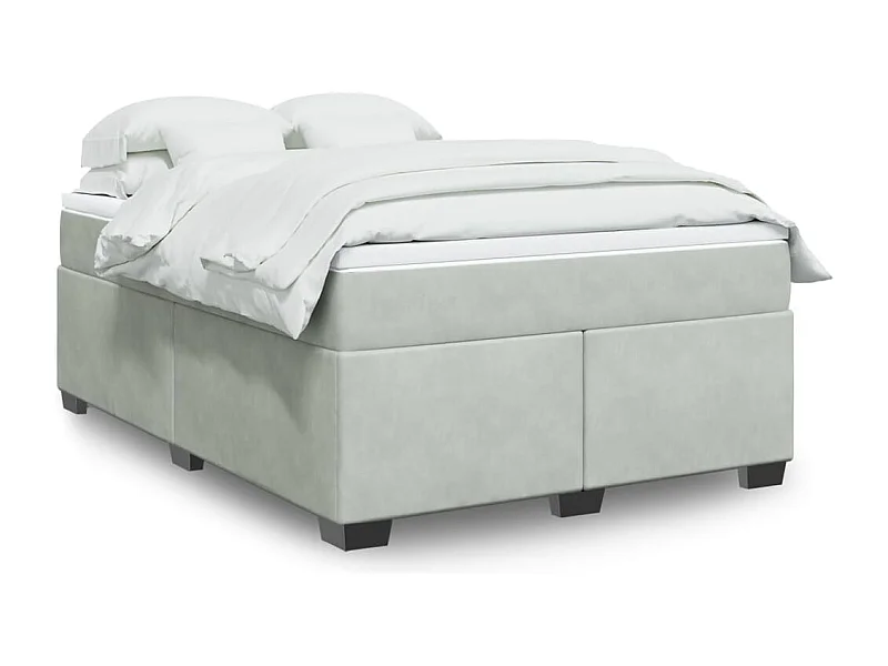 Boxspring met matras fluweel lichtgrijs 140x200 cm