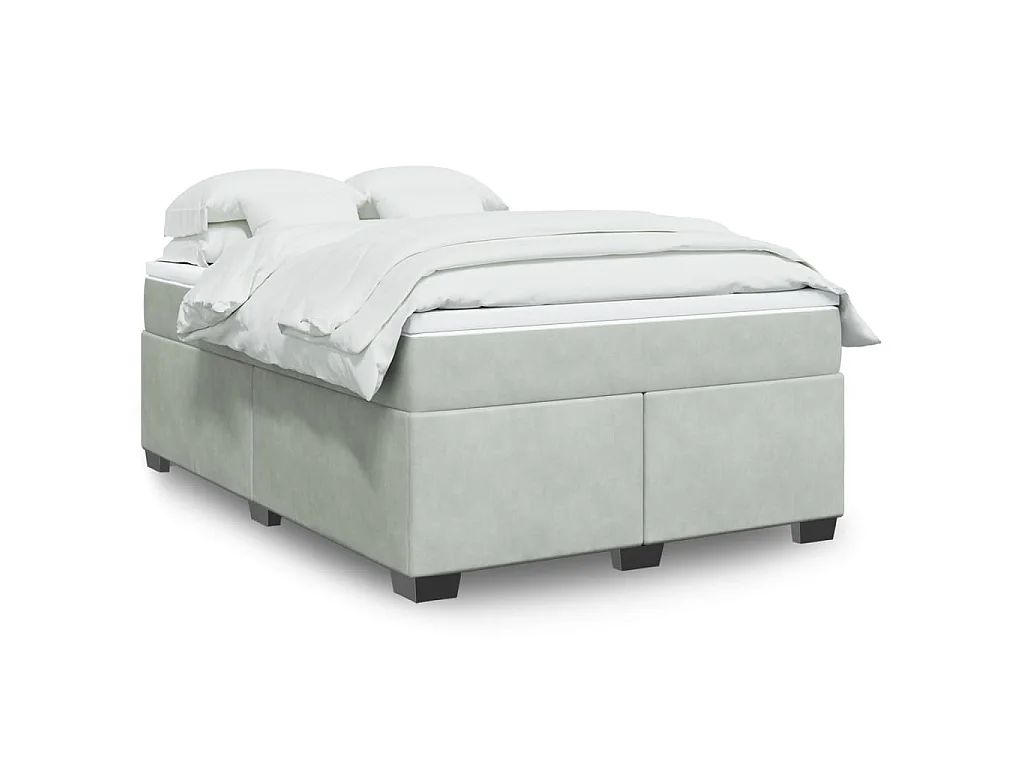 Boxspringbett mit Matratze Hellgrau 140x200 cm Samt