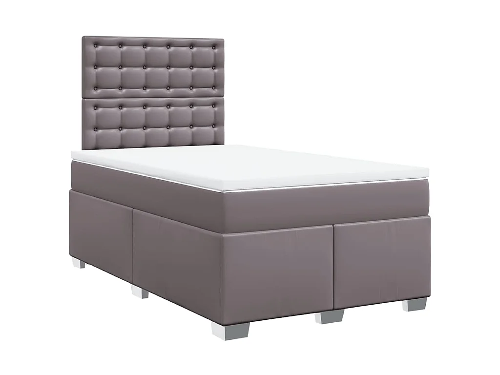 Boxspring met matras kunstleer grijs 120x190 cm