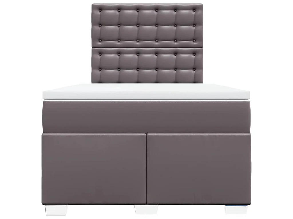 Boxspring met matras kunstleer grijs 120x190 cm