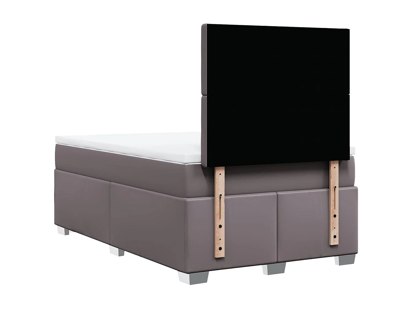 Boxspring met matras kunstleer grijs 120x190 cm