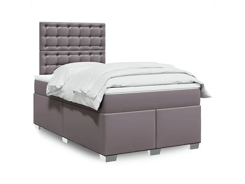 Sommier à lattes de lit avec matelas gris 120x190 cm similicuir