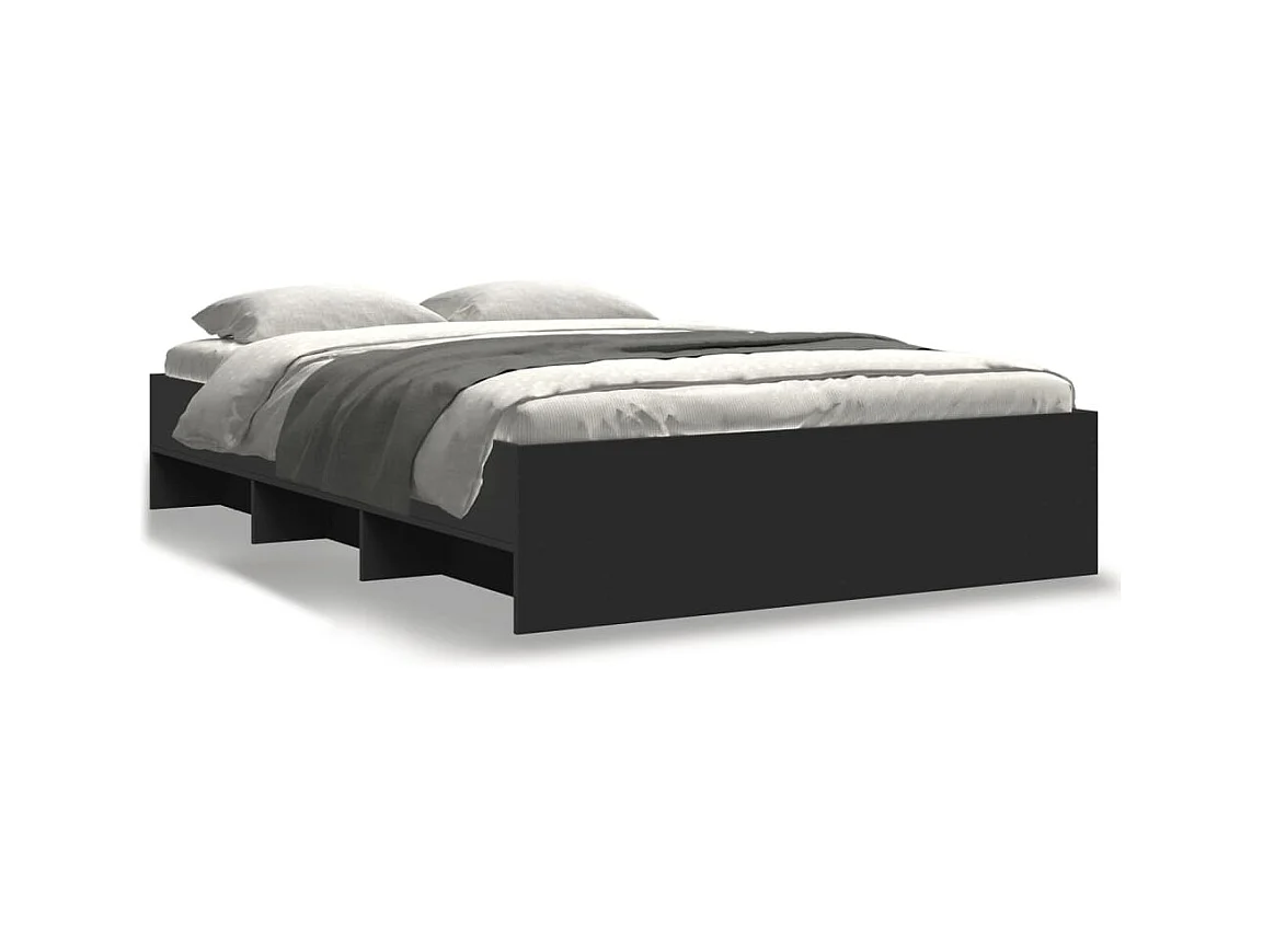 Cadre de lit sans matelas noir 135x190 cm bois d'ingénierie