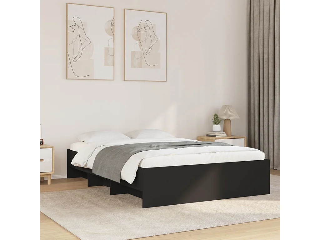 Bettgestell Schwarz 135x190 cm Holzwerkstoff