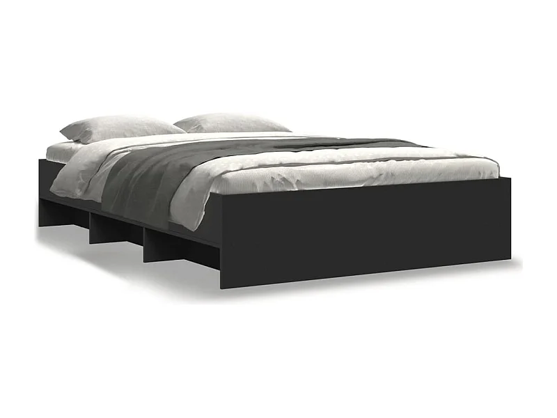 Bedframe bewerkt hout zwart 135x190 cm