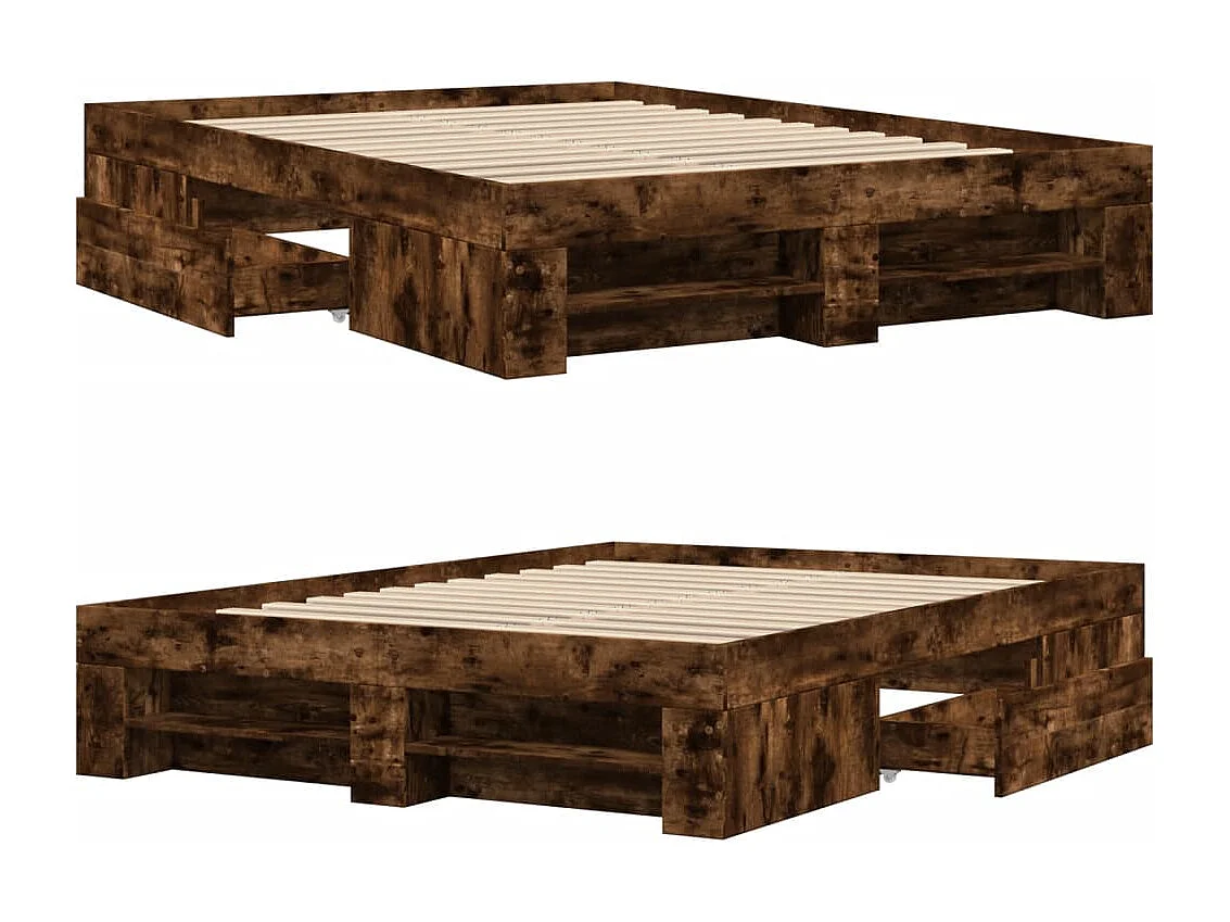 Cadre de lit sans matelas chêne fumé 120x200 cm bois ingénierie