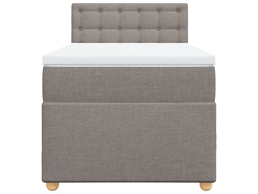 Cama box spring con colchón tela gris taupe 90x200 cm