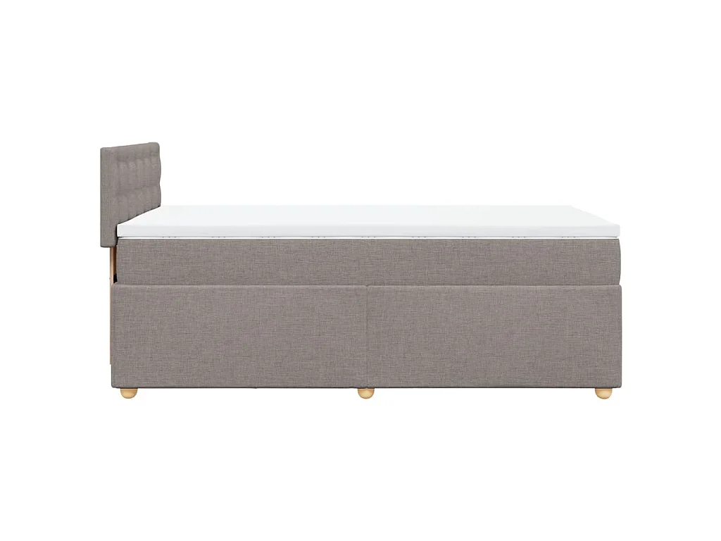 Cama box spring con colchón tela gris taupe 90x200 cm