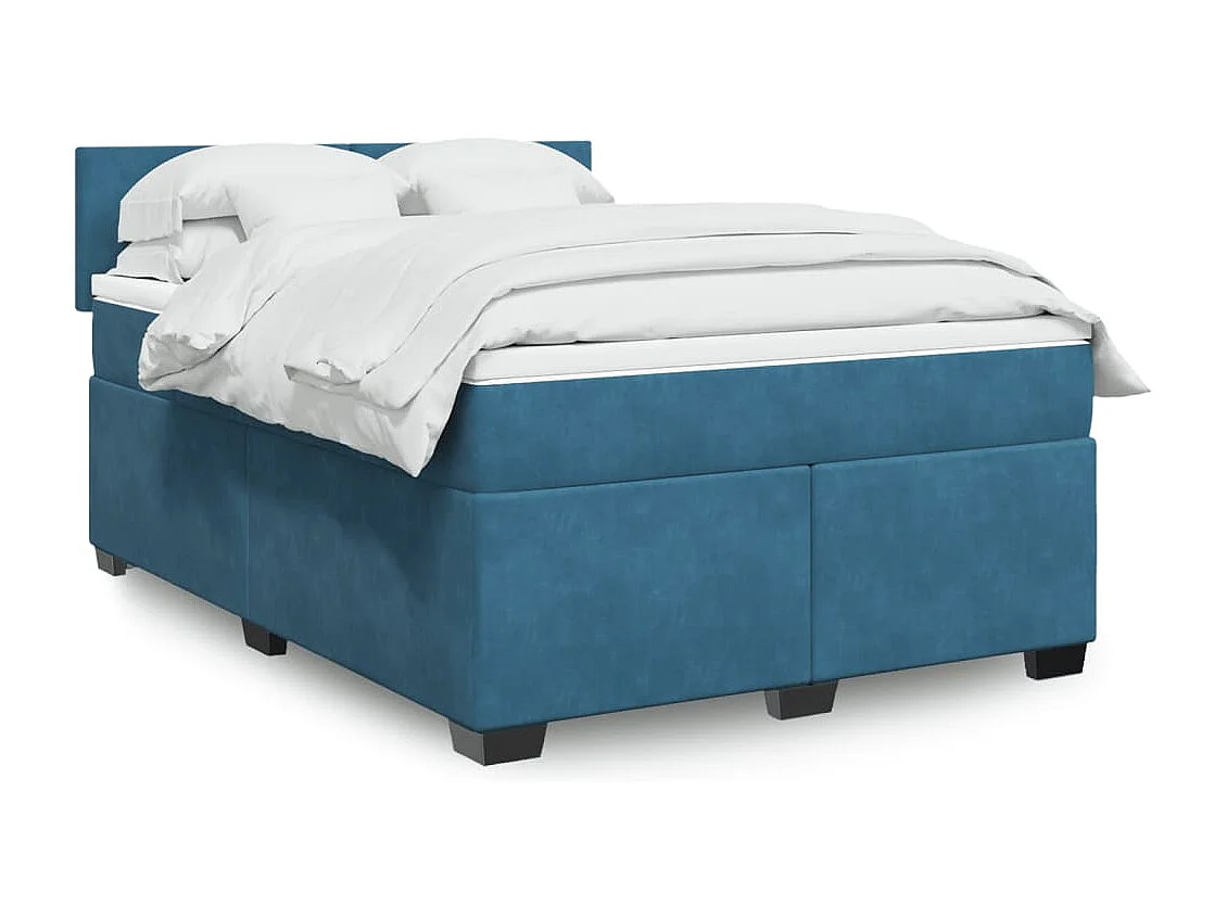 Boxspring met matras fluweel blauw 140x190 cm