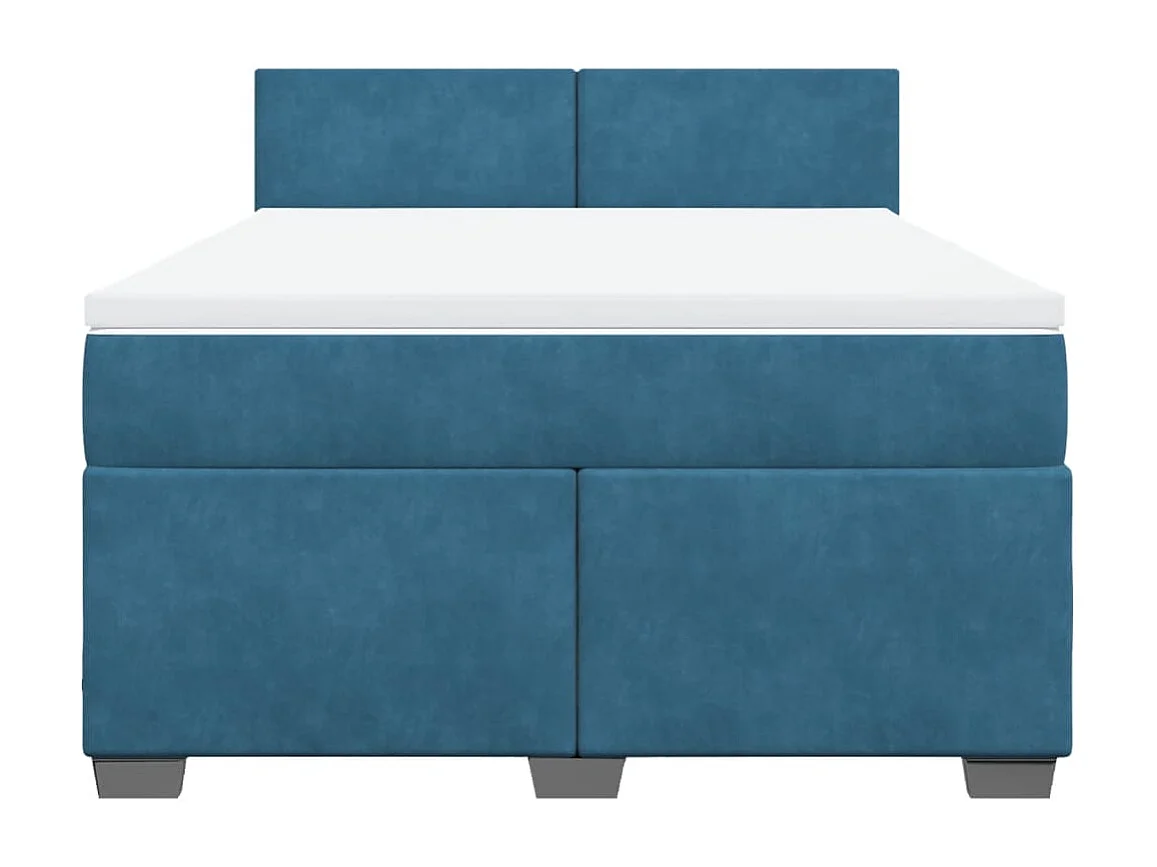 Boxspring met matras fluweel blauw 140x190 cm