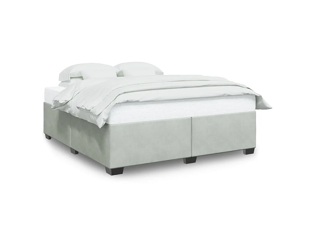 Cadre de lit sans matelas gris clair 180x200 cm velours