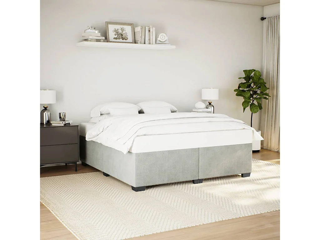 Cadre de lit sans matelas gris clair 180x200 cm velours