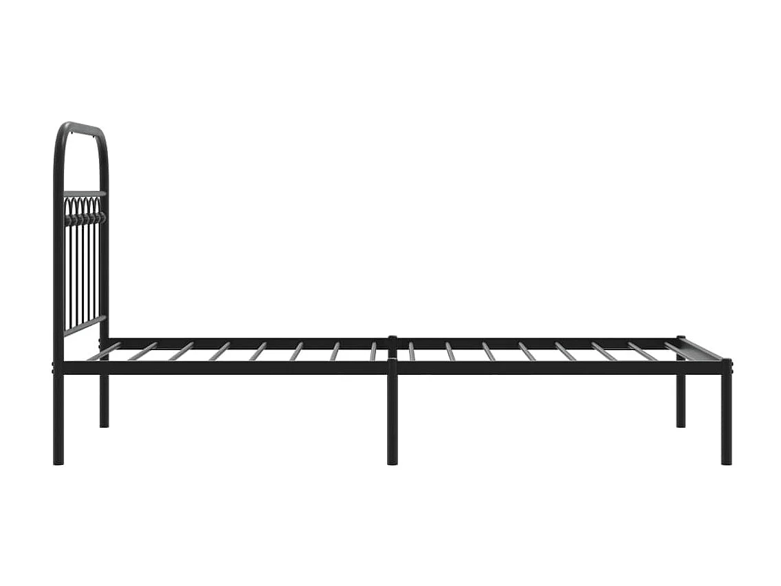 Estructura cama sin colchón con cabecero metal negro 80x200 cm