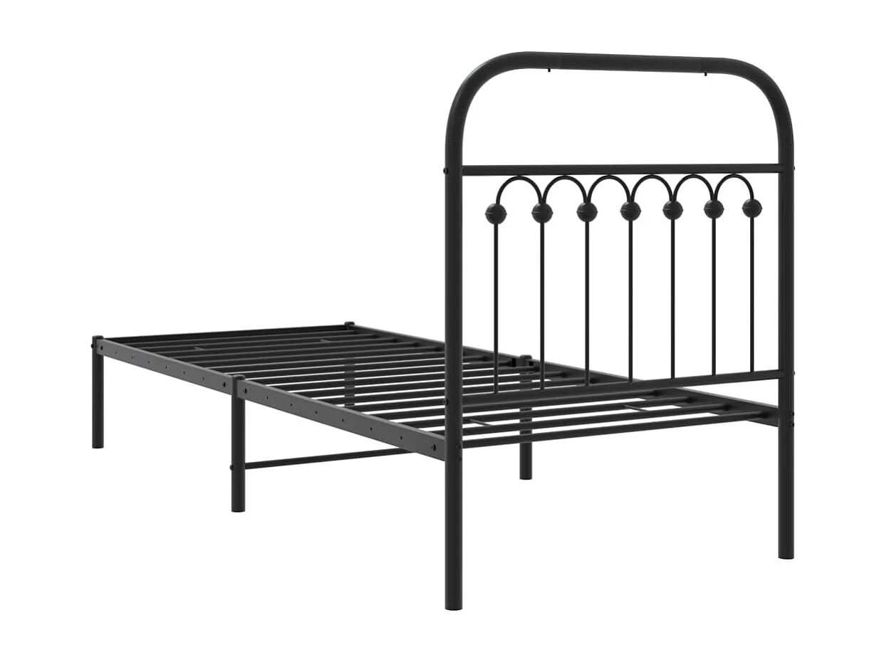 Estructura cama sin colchón con cabecero metal negro 80x200 cm
