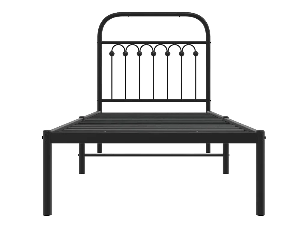 Bedframe met hoofdbord metaal zwart 80x200 cm