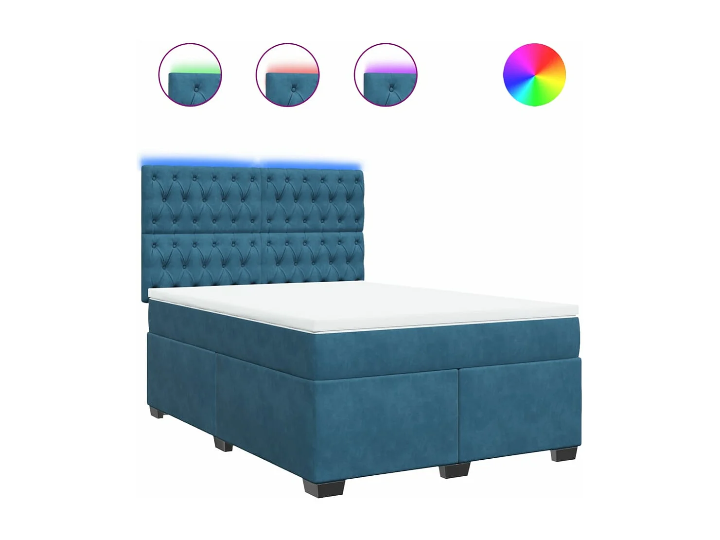 Boxspring met matras fluweel blauw 140x200 cm