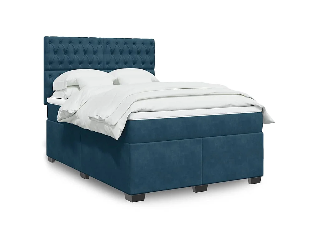 Cama com molas/colchão 140x200 cm veludo azul