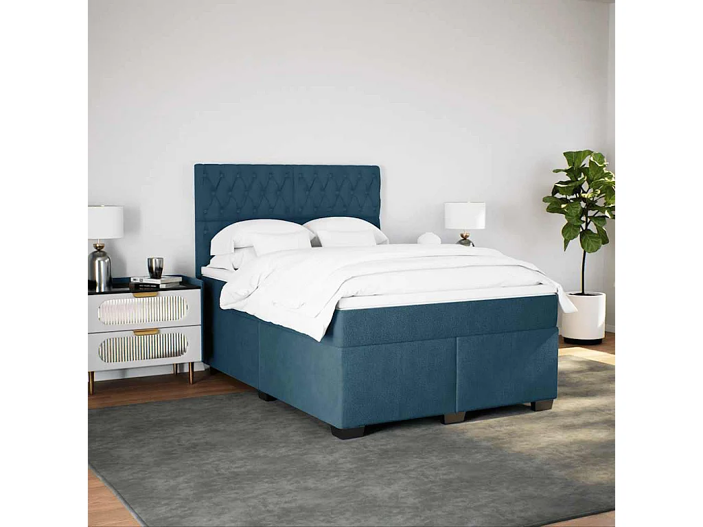 Cama com molas/colchão 140x200 cm veludo azul