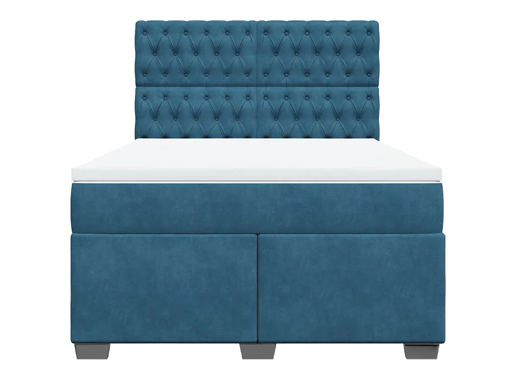Cama com molas/colchão 140x200 cm veludo azul