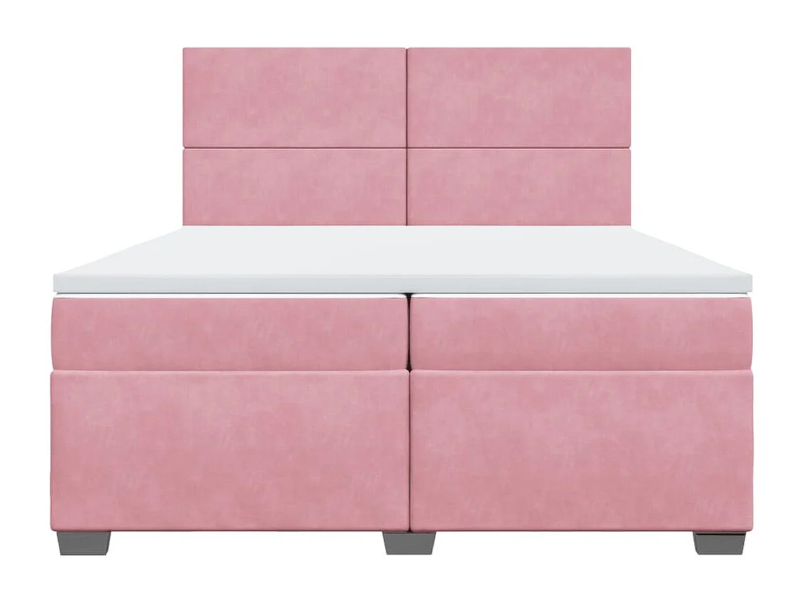Boxspring met matras fluweel roze 200x200 cm
